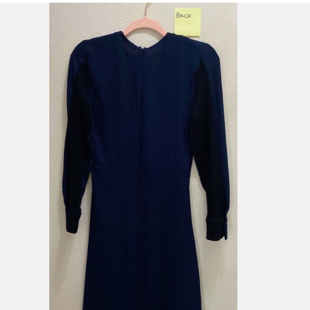 NWT Zara Navy Blue Contrast Dress With Slit Size S Trinny Fave Blogger